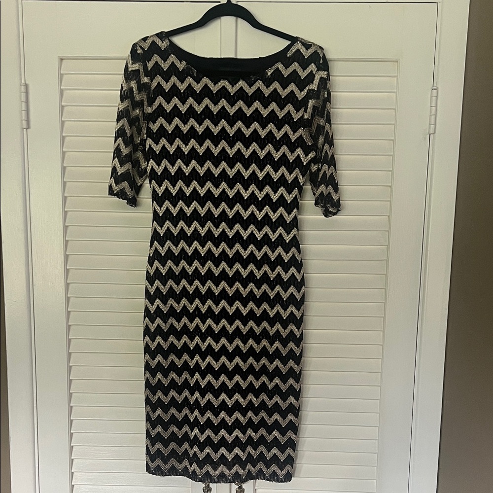 Connected Apparel Black and Gold Dress